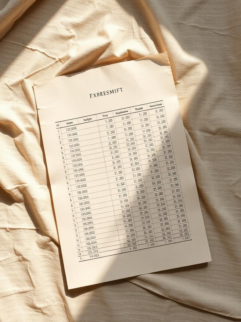 Sample page 2 from Salary Calculator & Negotiation Guide — A printed table of salary figures on cream paper in soft daylight